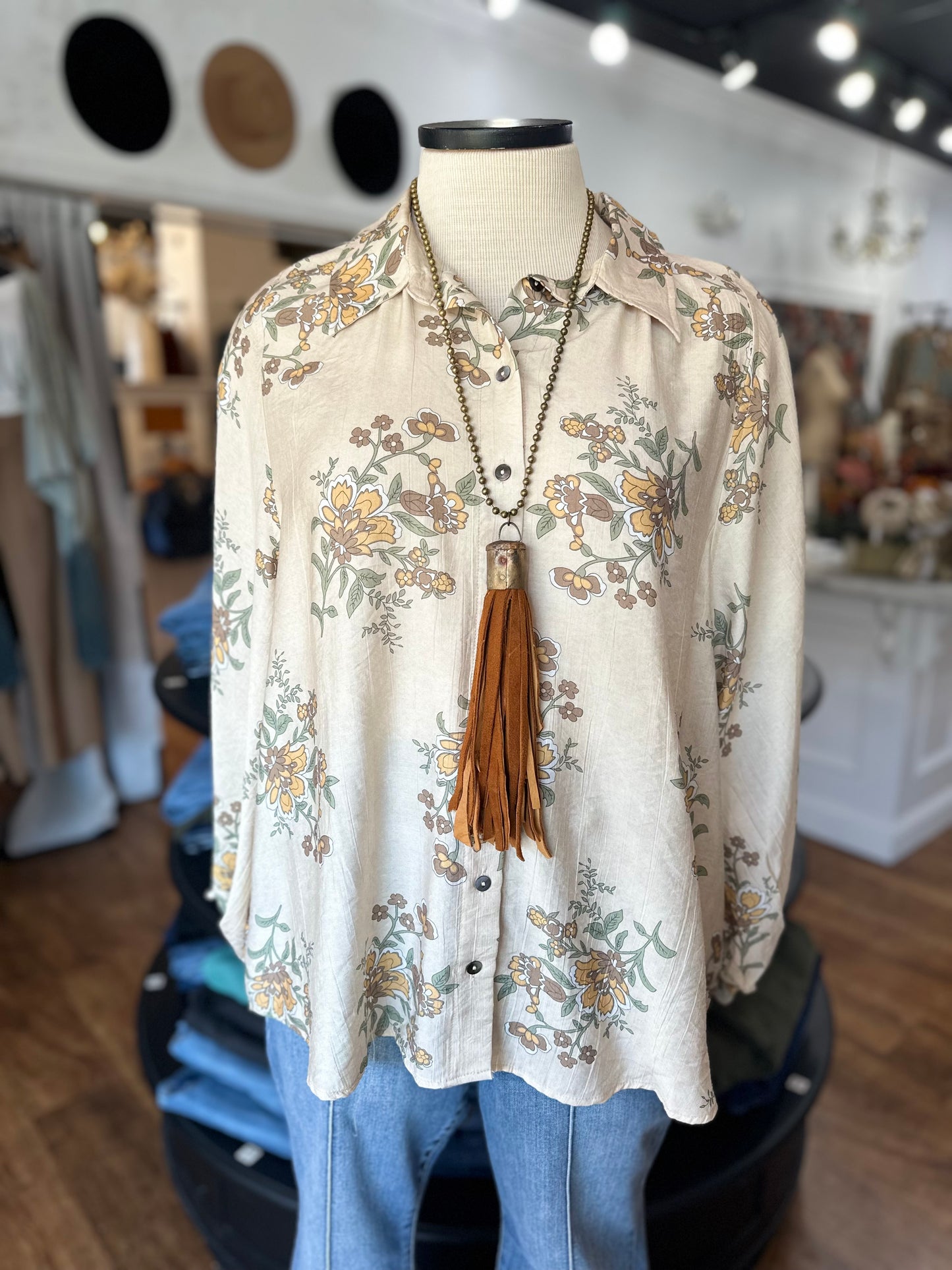 Every Which Way Floral Button Down Top