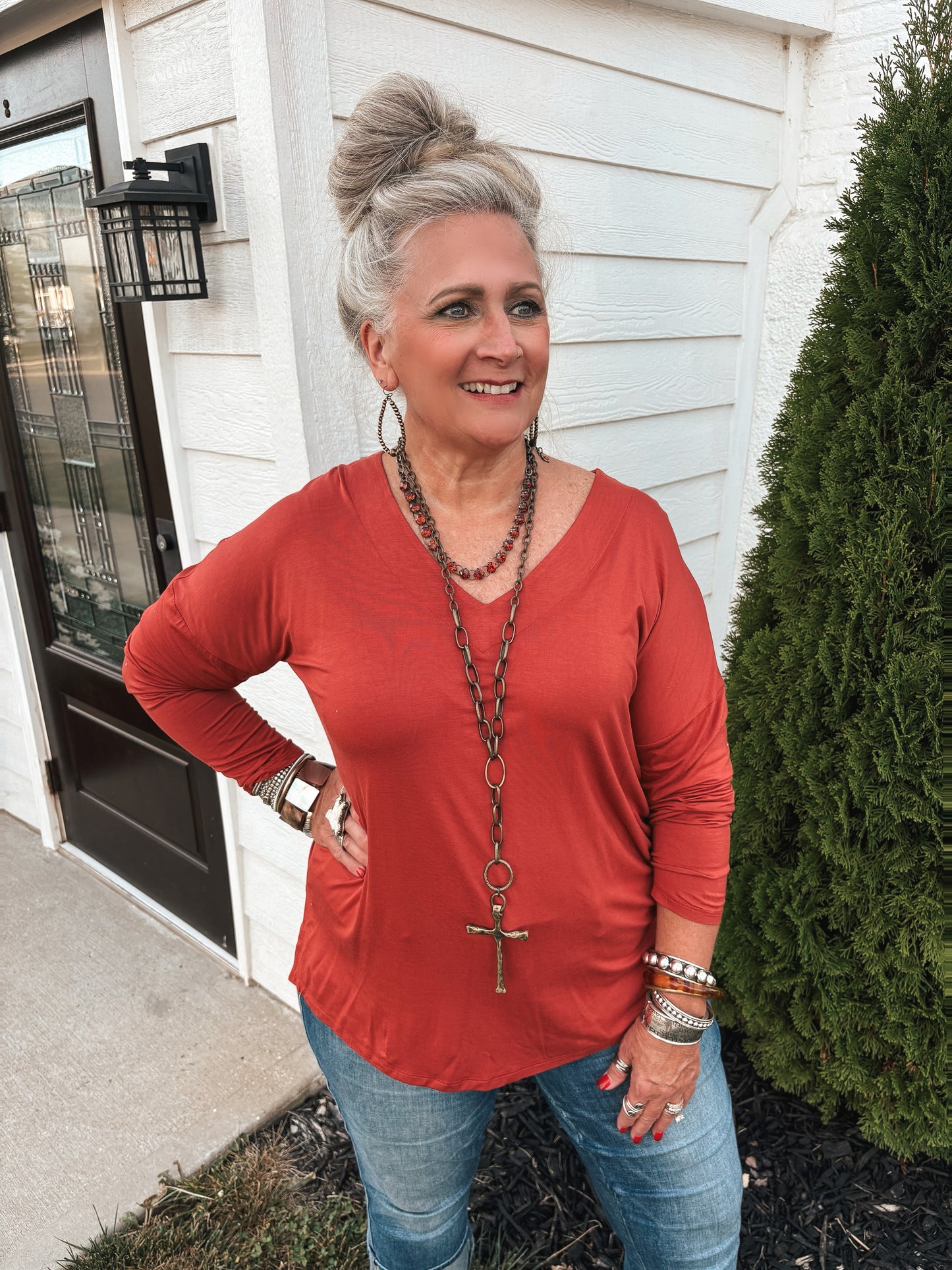 Seeing The Good Long Sleeved Tee ~ Rust