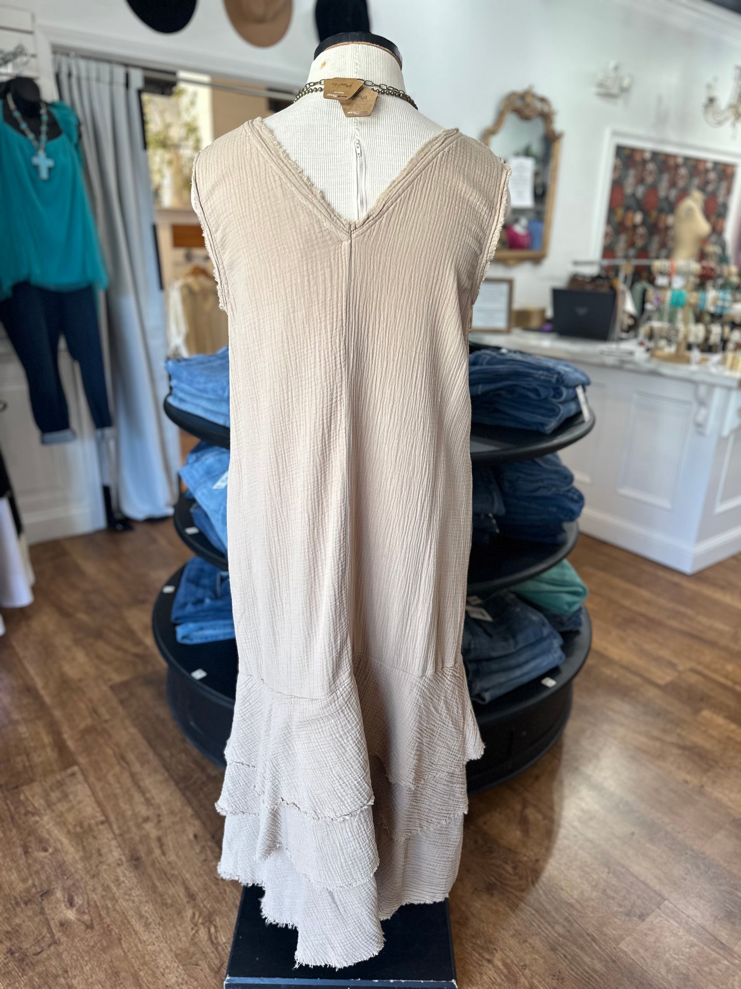 Nothing Complicated Cotton Crepe Dress ~ Sand