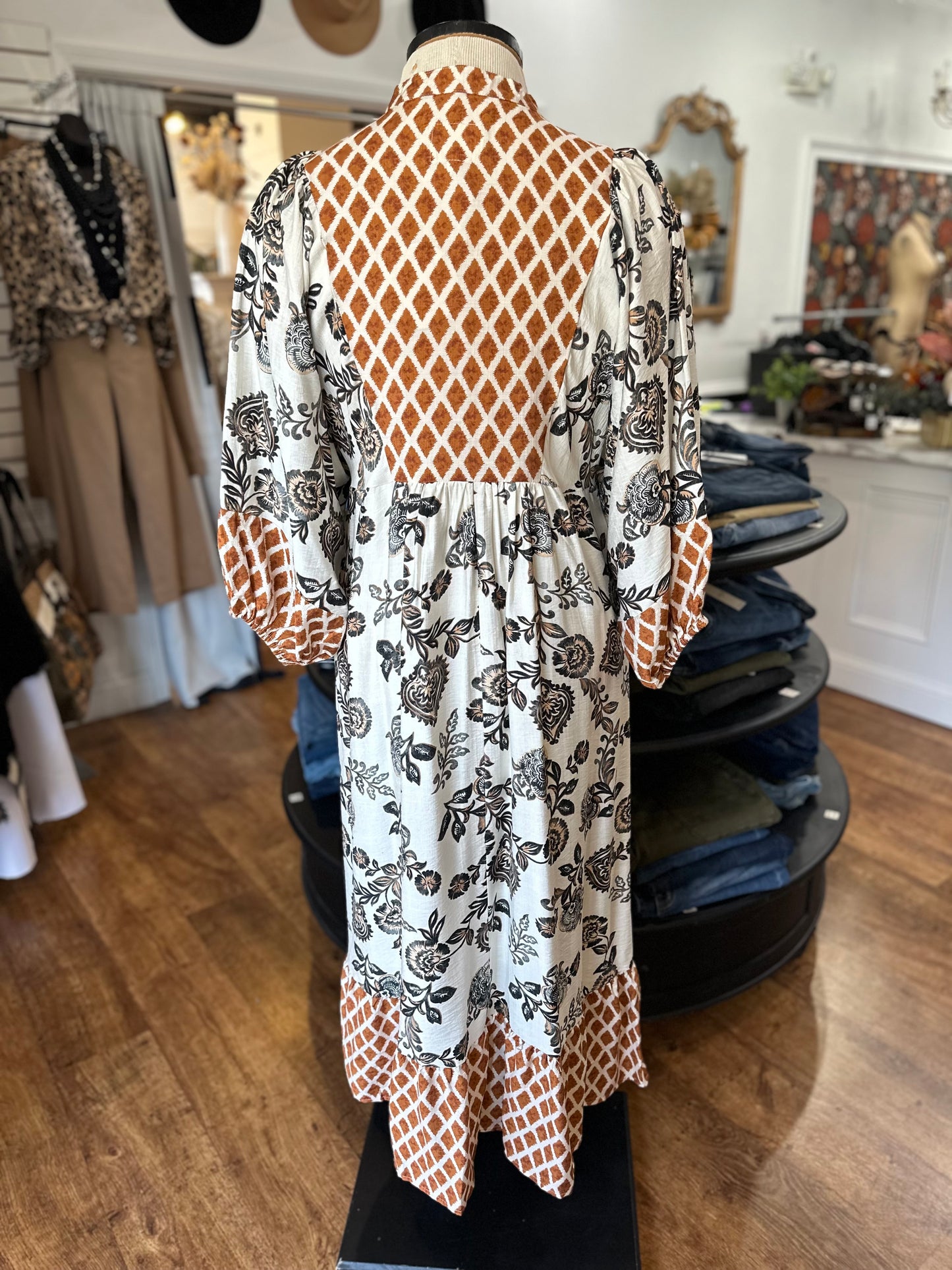 Perfect Vision Mixed Print Midi Dress