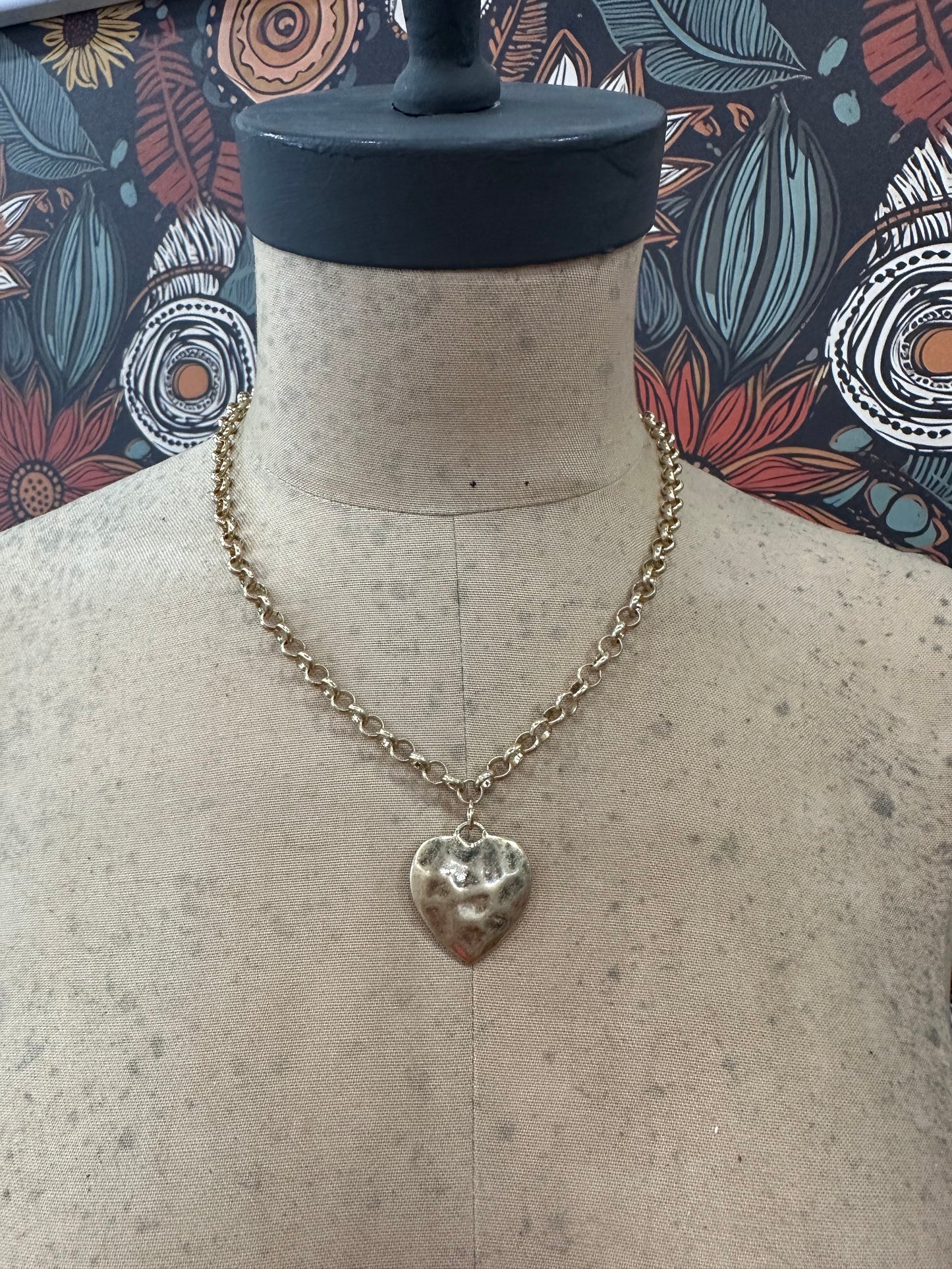 My Whole Heart Hammered Pendant Necklace