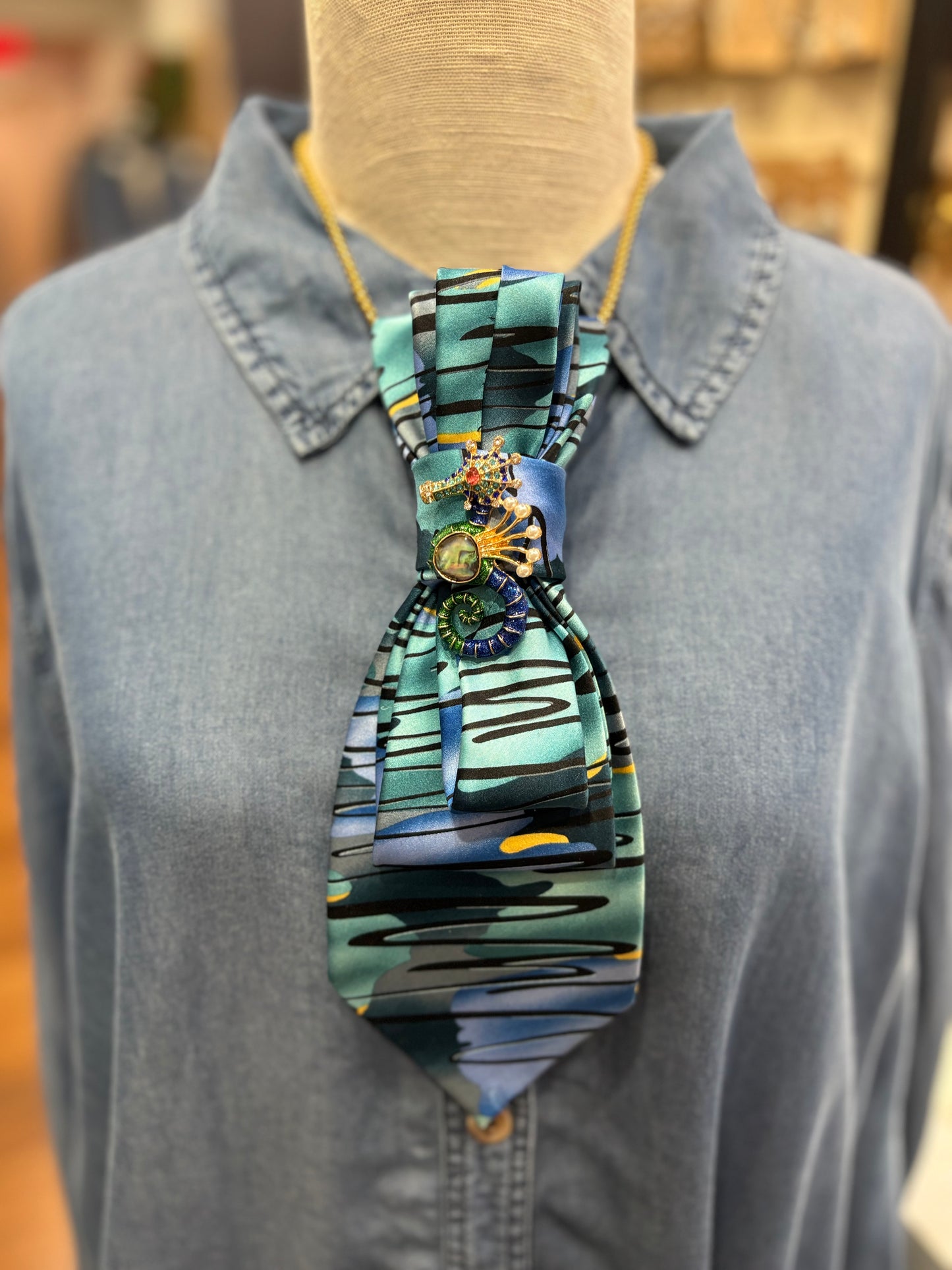 Simply Elegant Necktie Necklace Accessory / Under the Sea
