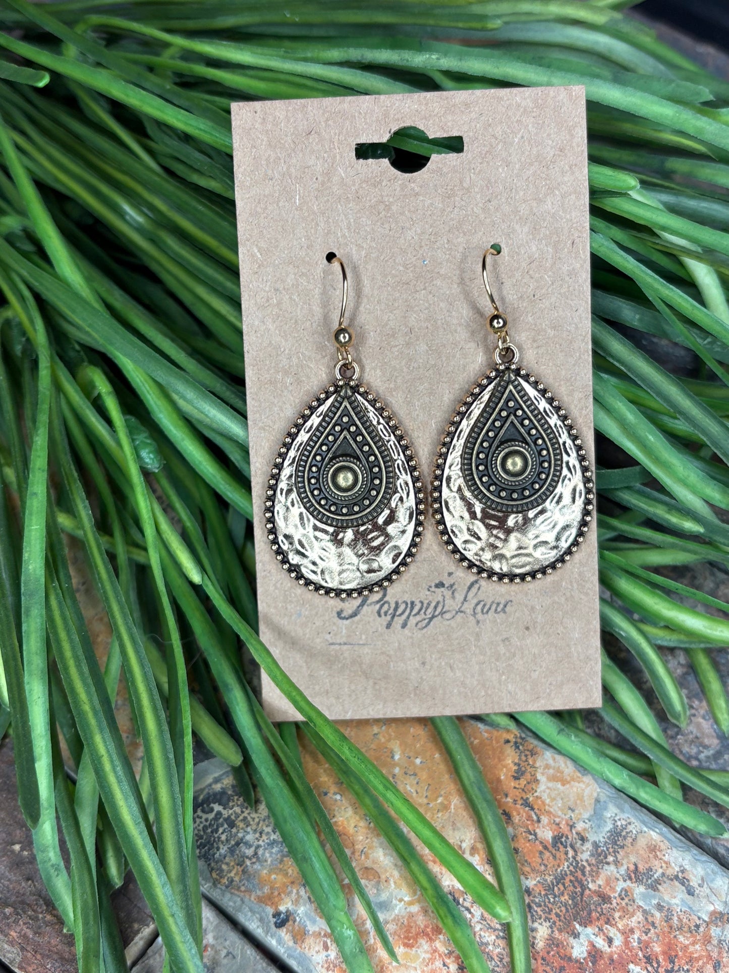 Earthshine Metal Hammered Earrings - Gold