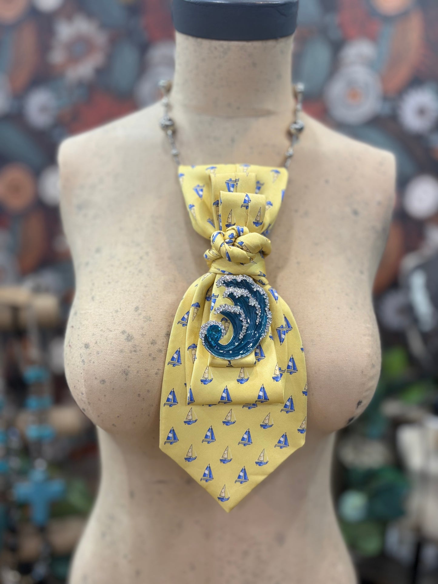 The It Girl Necktie Necklace Accessory / Yellow Sailboat