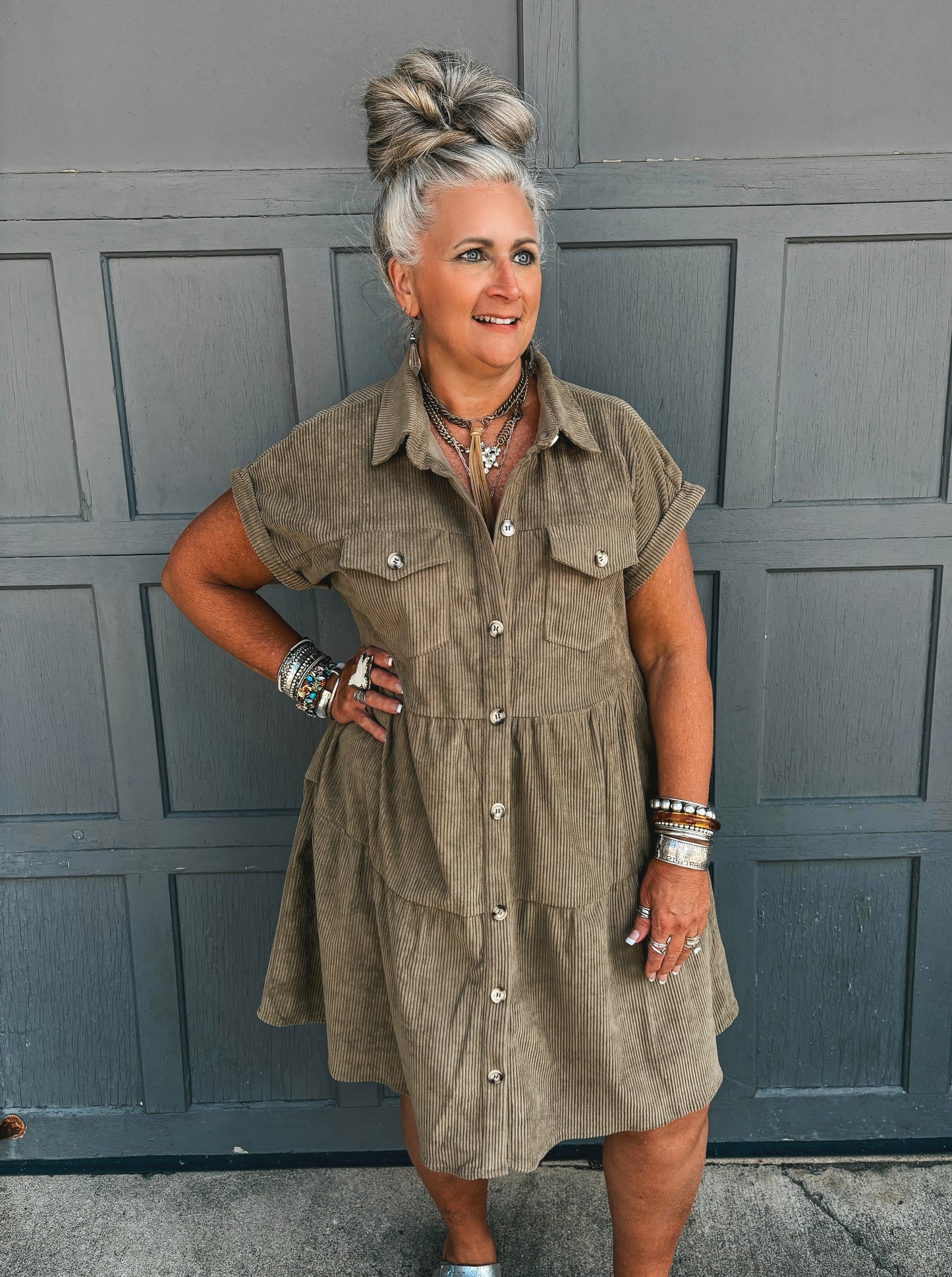 Serene Energy Corduroy Dress