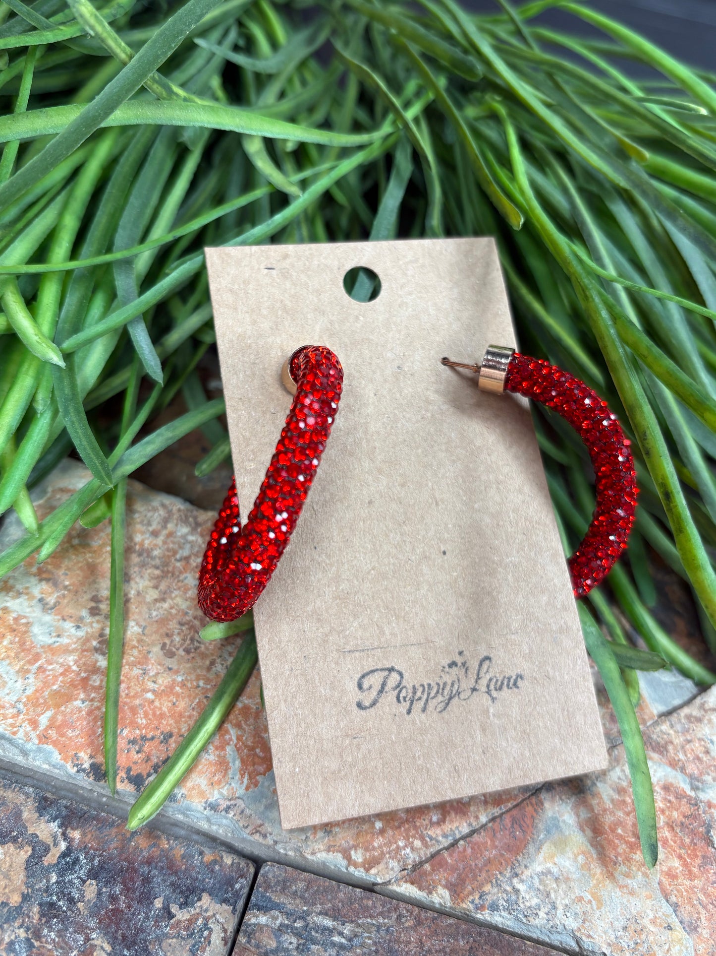 Jingle Bell Rockin' Red Sparkle Hoop Earrings