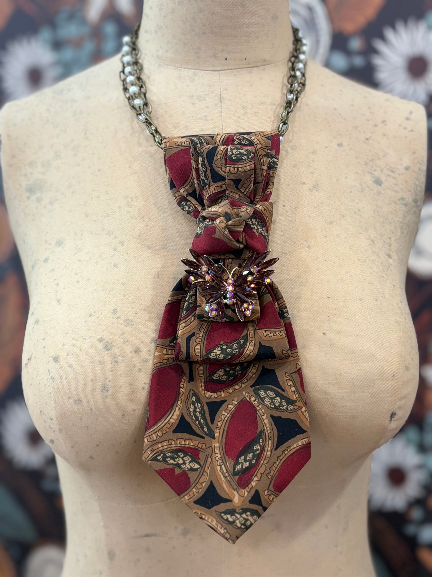 The It Girl Necktie Necklace Accessory / Brick Red
