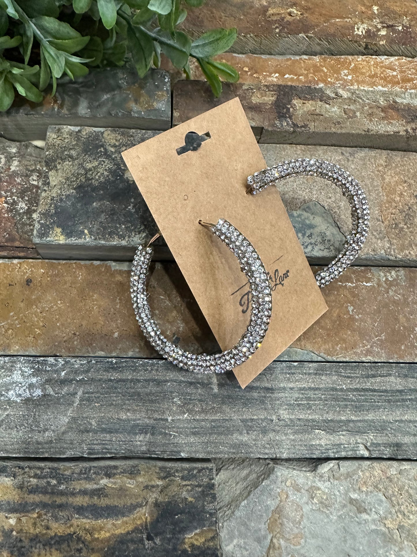 Star In The Morning Rhinestone Hoop Earrings ~ Crystal