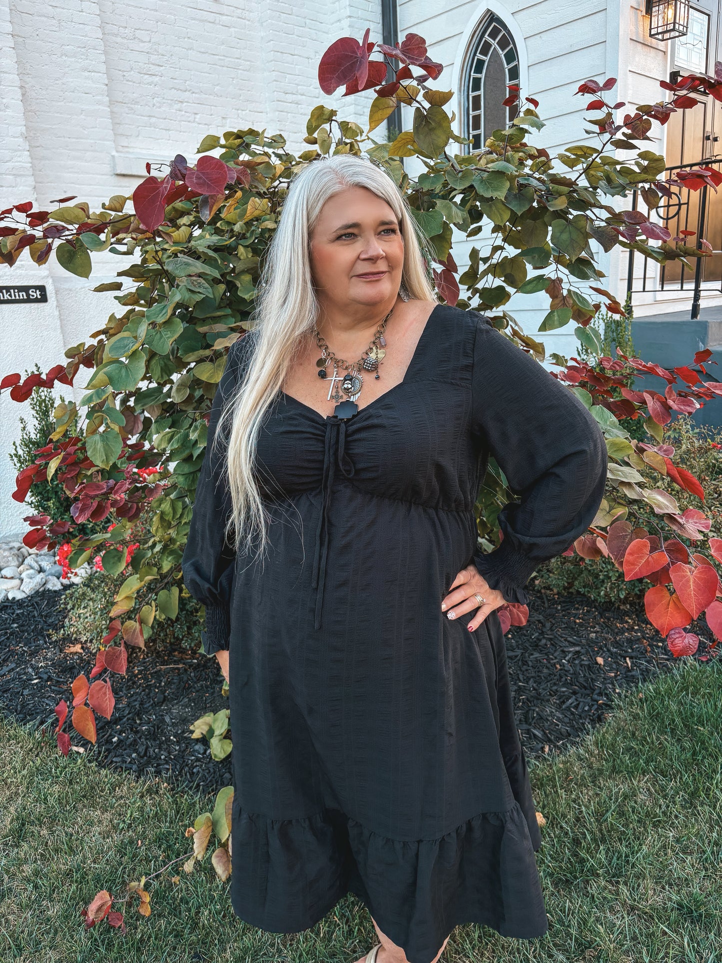 Something Extra Black Midi Dress