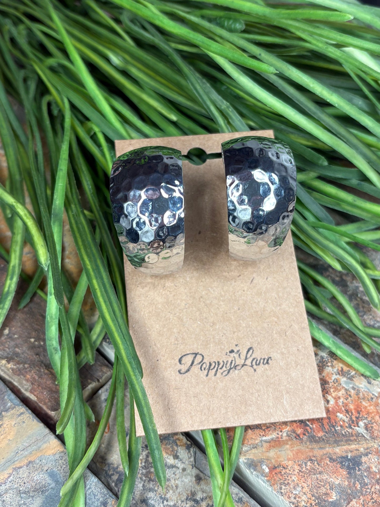 Forged & Flourish Hammered Metal Hoops - Silver