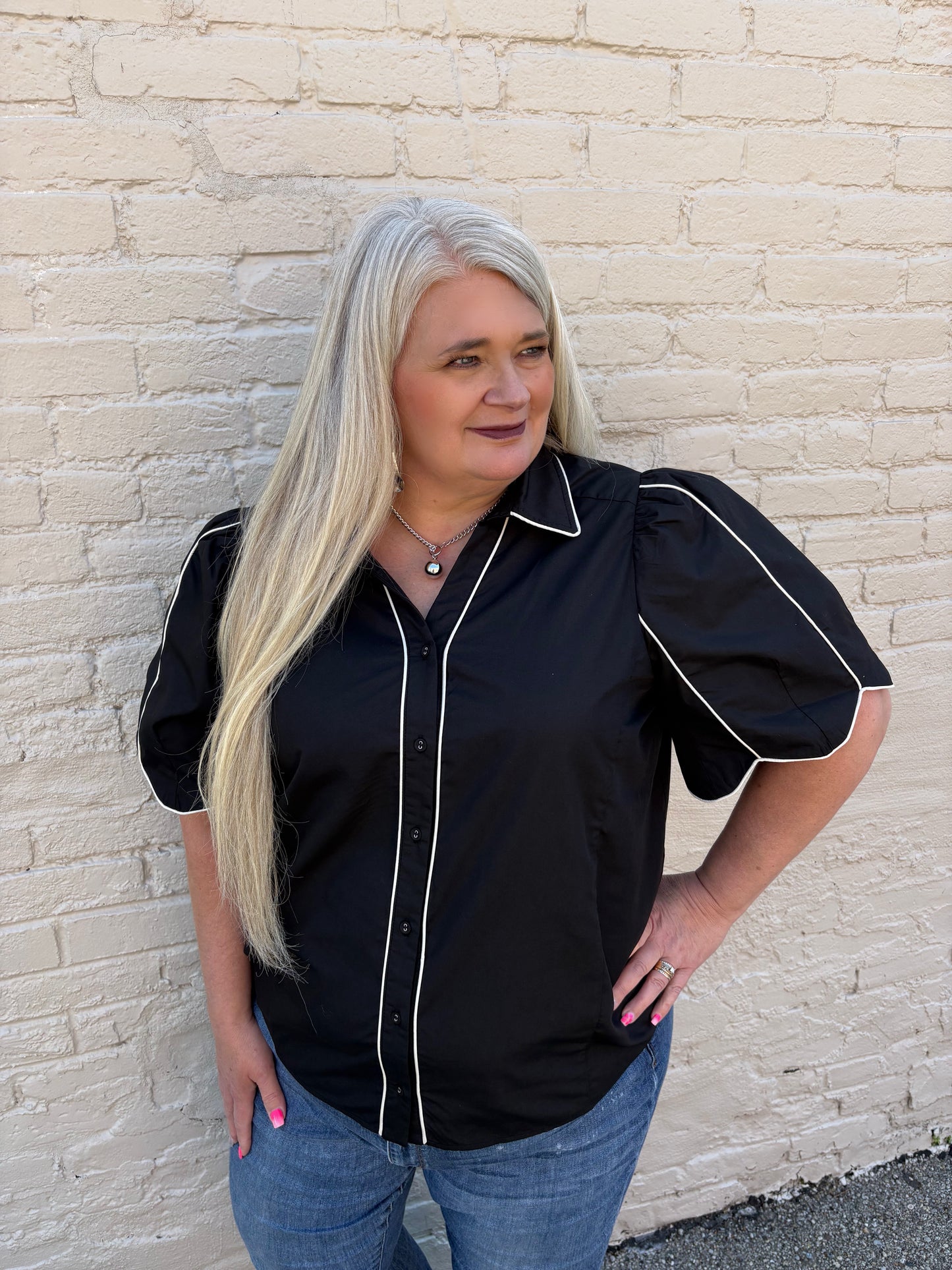 Midtown Meet Up Button Down Top