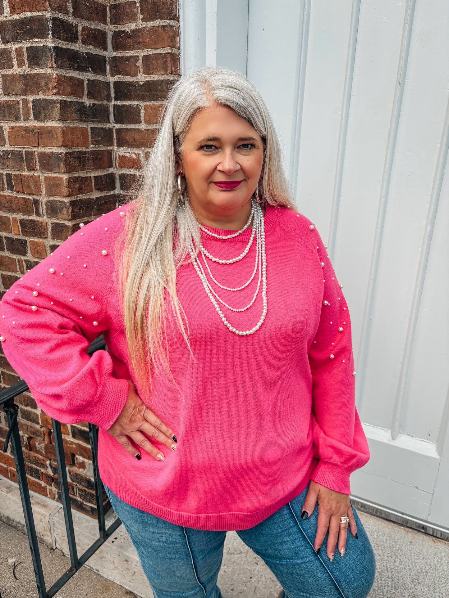 Coming Your Way Pearled Sweater