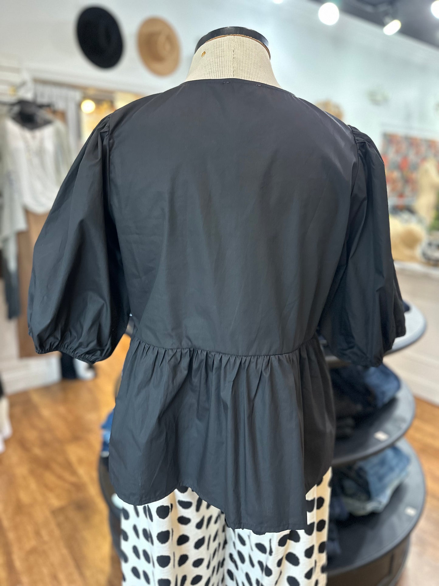 Bow Down Black Peplum Top