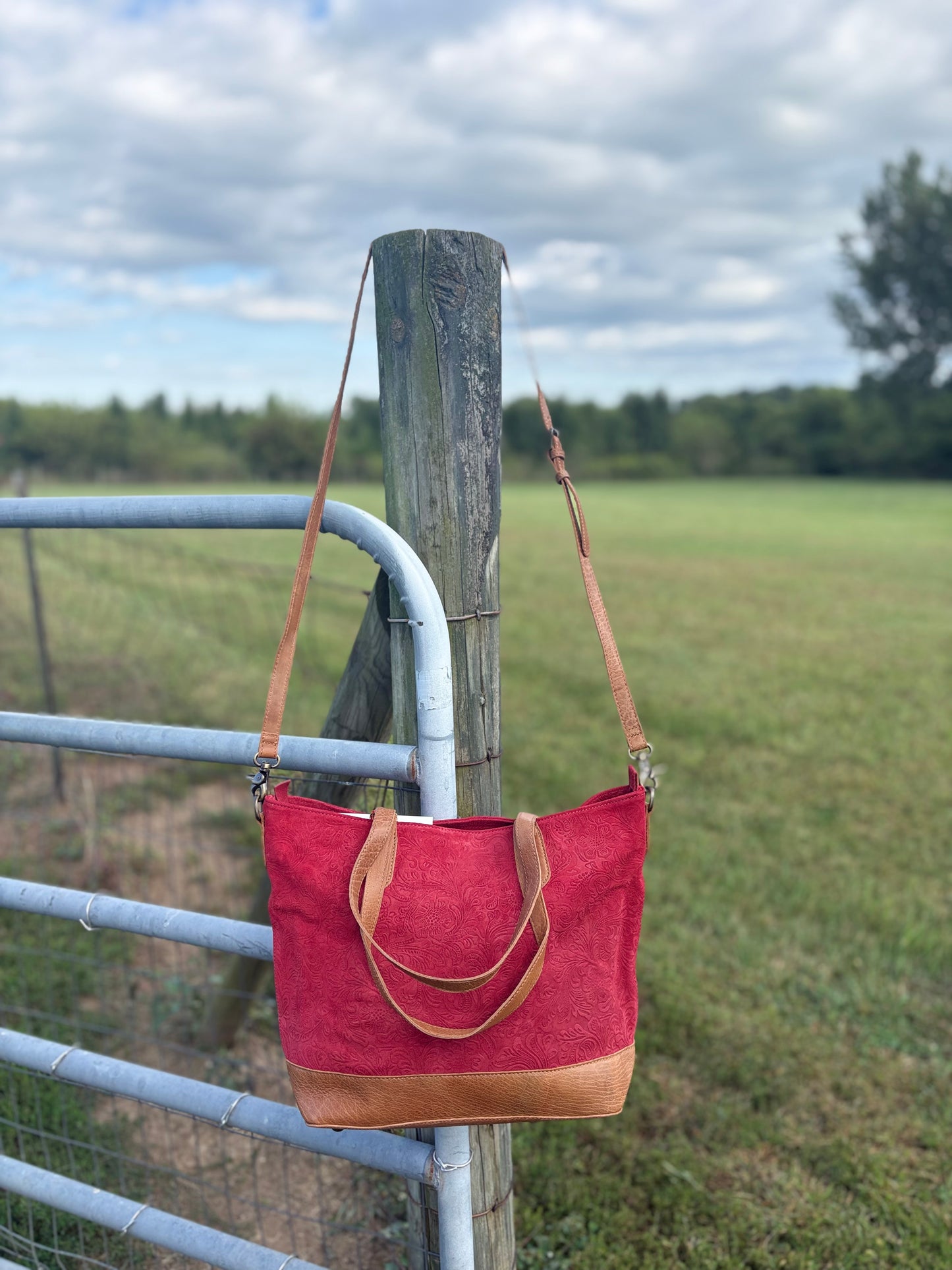 Myra Amber Dune Leather Bag in Red