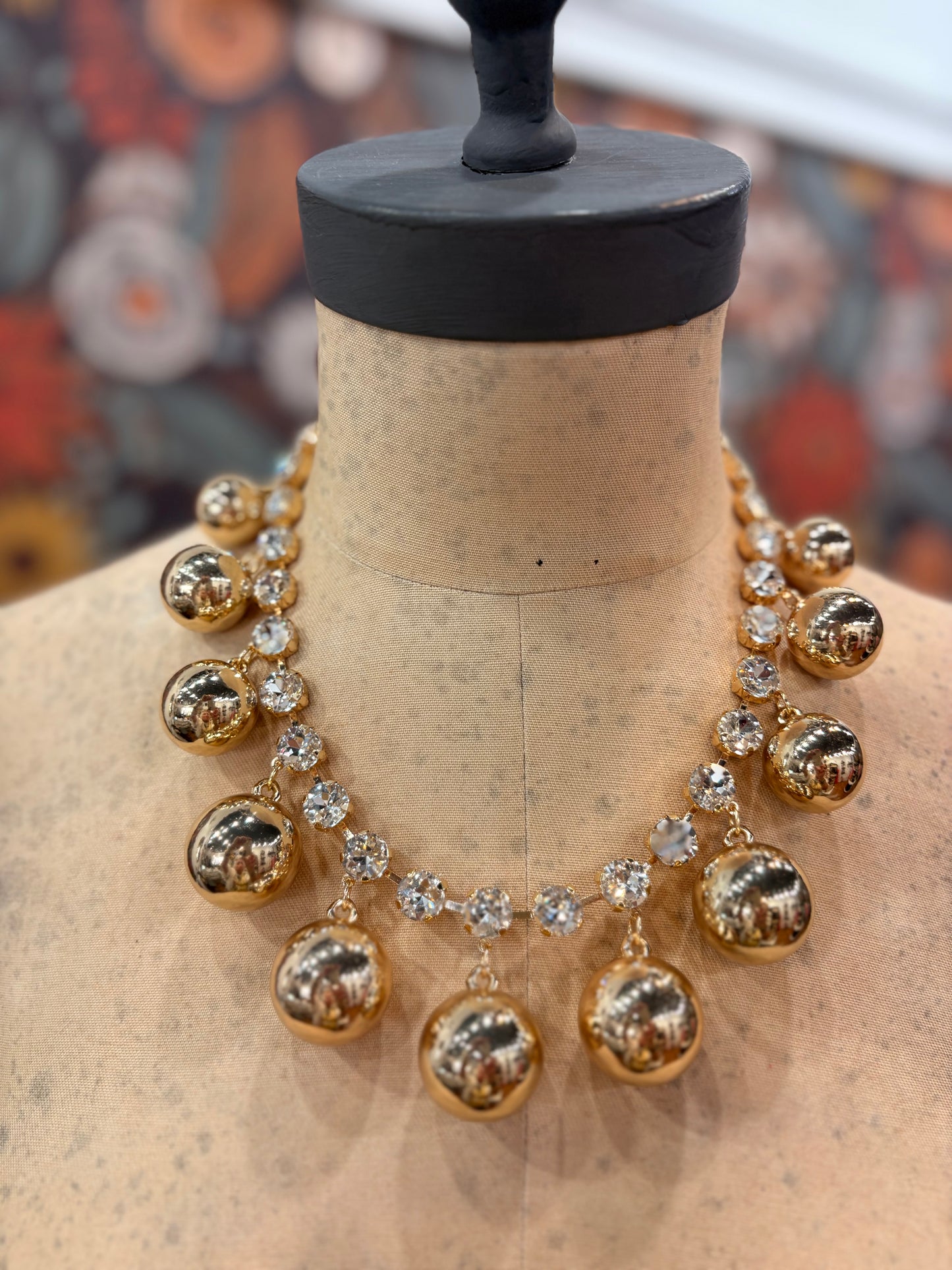 Crystal Orbit Statement Necklace & Earring Set