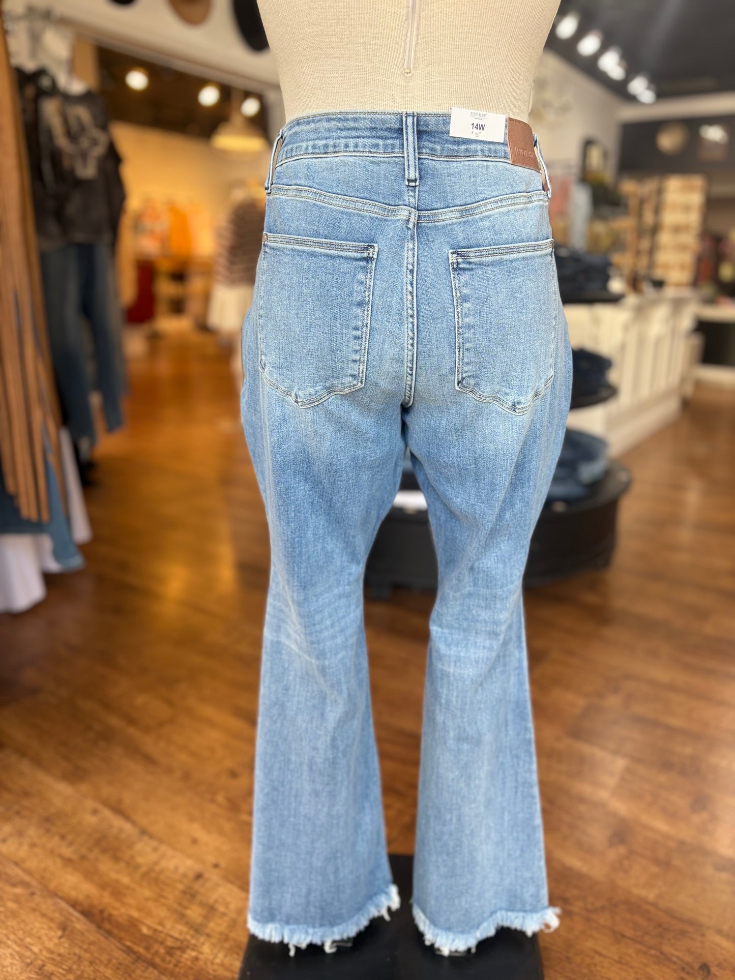 Judy Blue High Waist Flare Jean Fray Hemline ~ HEATHER