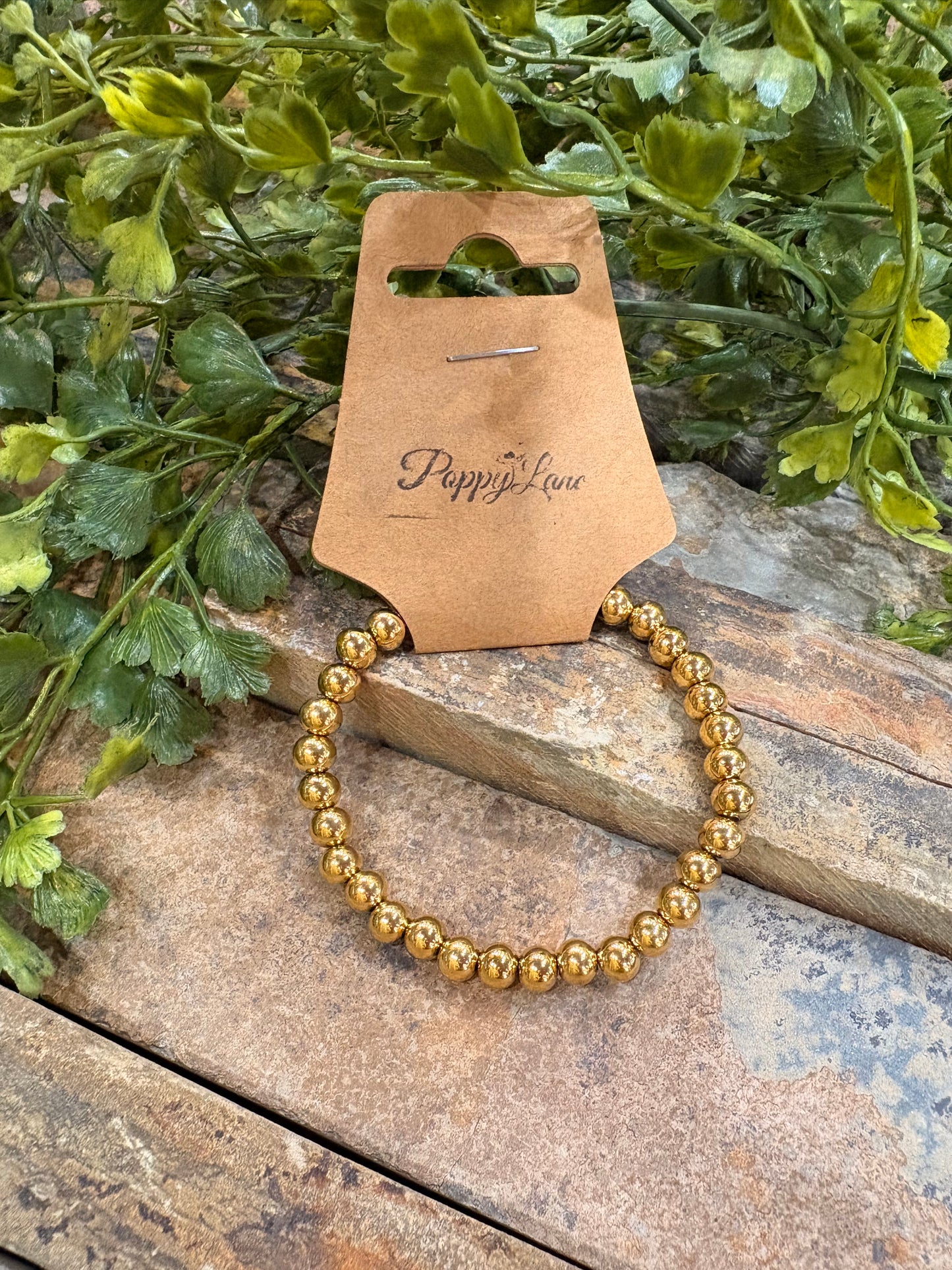 Dainty Luxe Bead Bracelet / Gold 6mm
