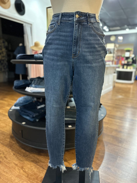 Judy Blue High Waist Skinny Jean With Shark Bite Hem ~ ARLENE