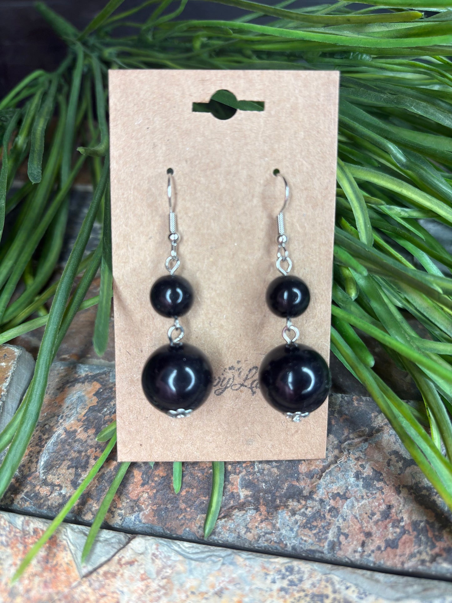 Happy Moments Dangle Earrings (Black/Silver)