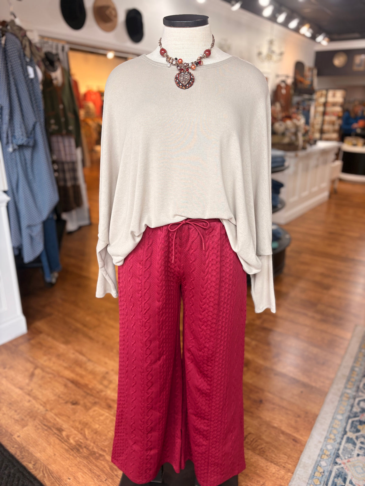 Off Duty Textured Wide Leg Pants