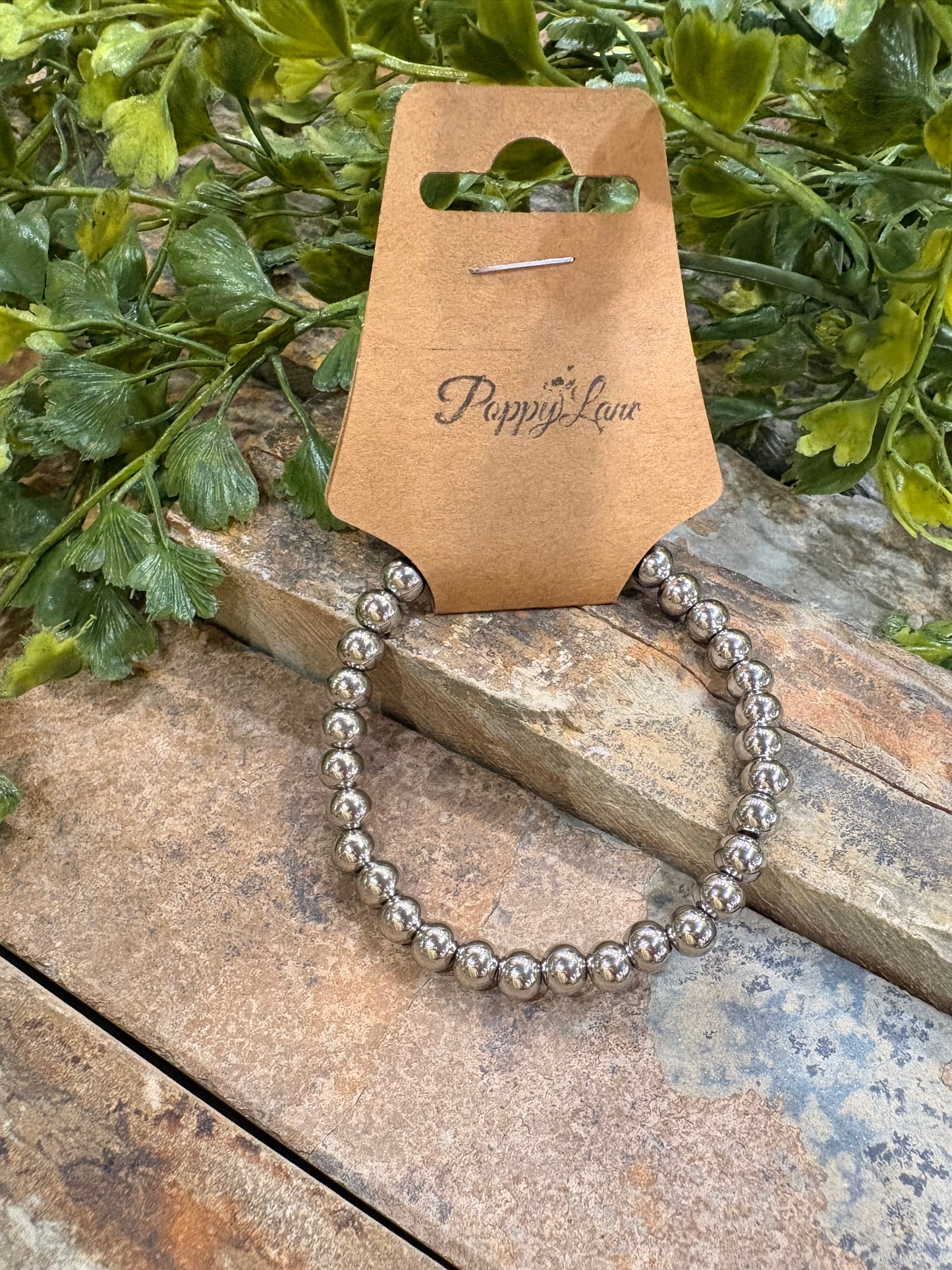Dainty Luxe Bead Bracelet / Silver 6mm
