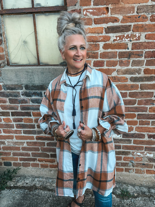 Plaid You're Here Flannel Dress/Shacket