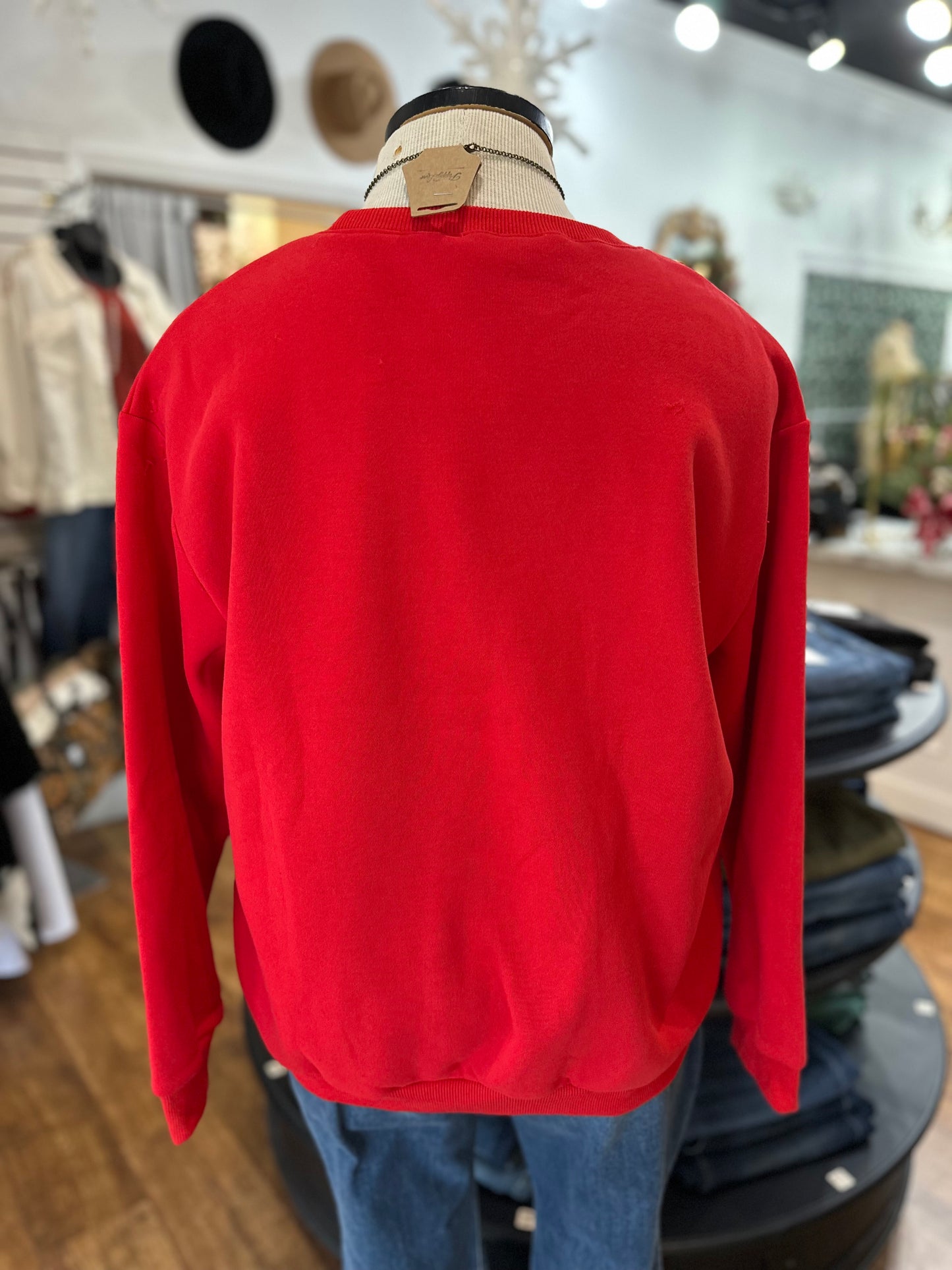 Seasons Greetings Plaid Bow Sweatshirt