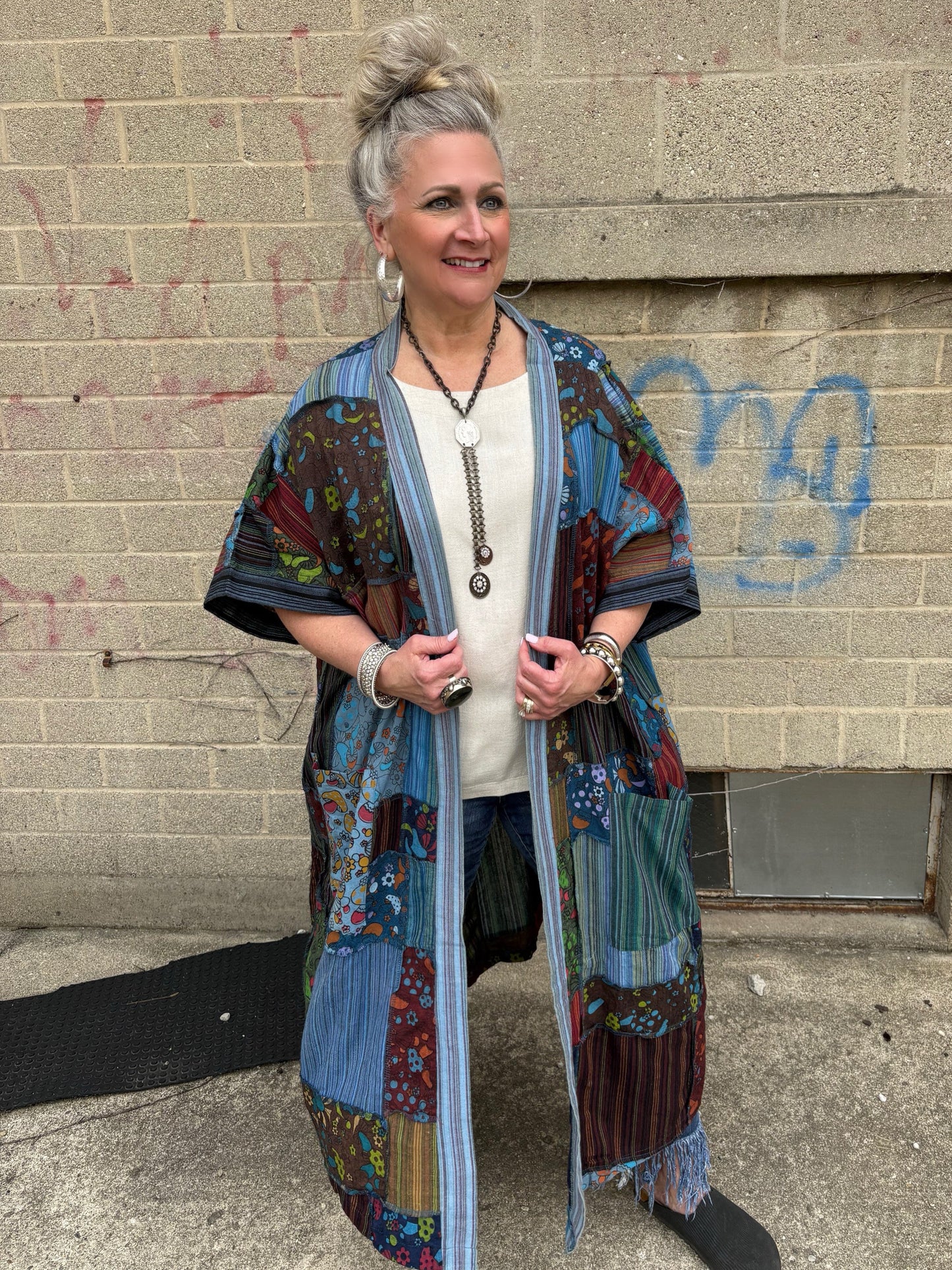 Take On The World Patchwork Kimono