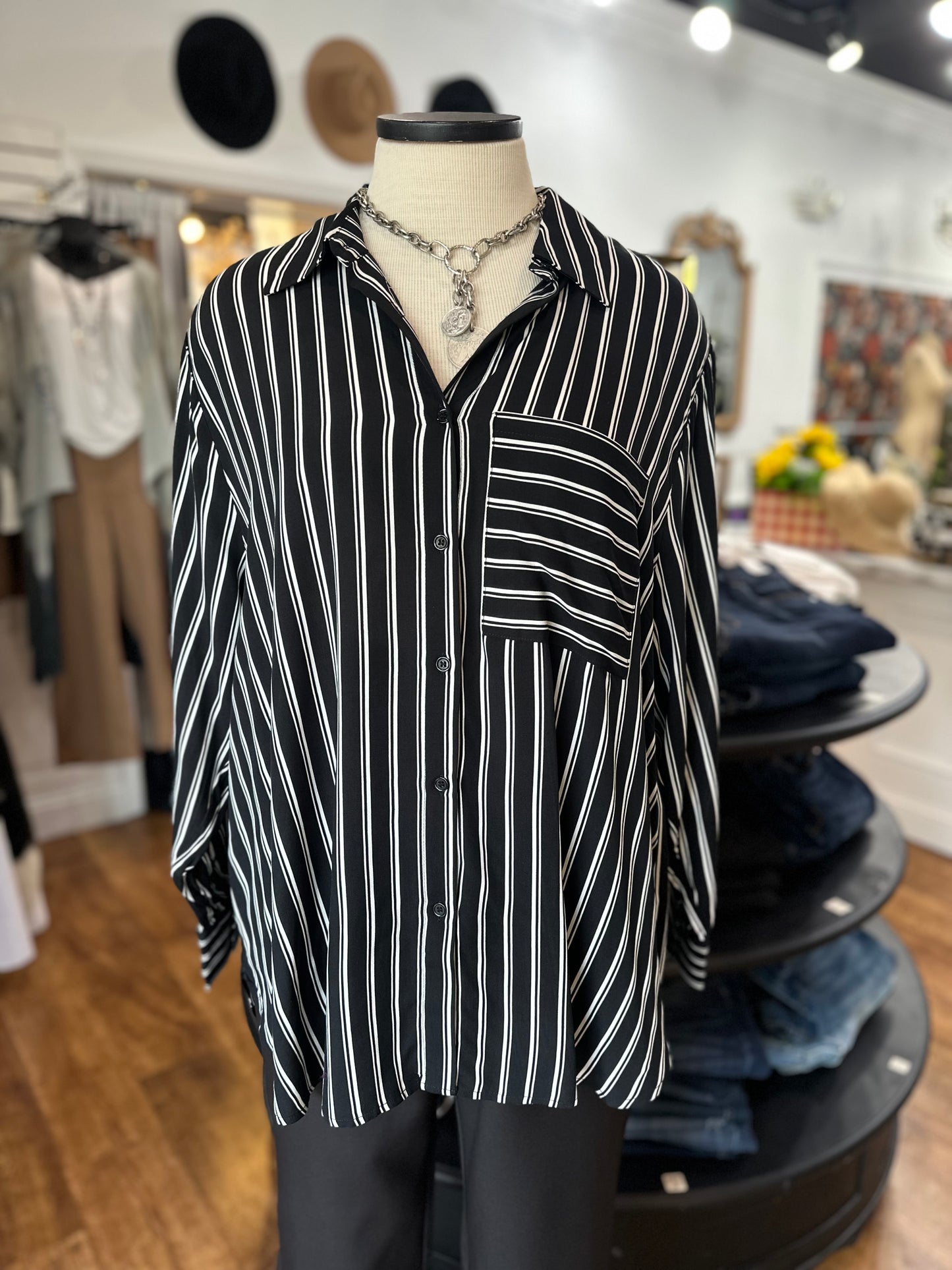 Remarkable Days Striped Button Down Top