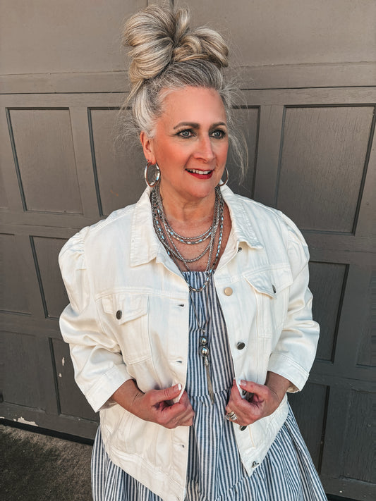 Street Chic Denim Jacket ~ White