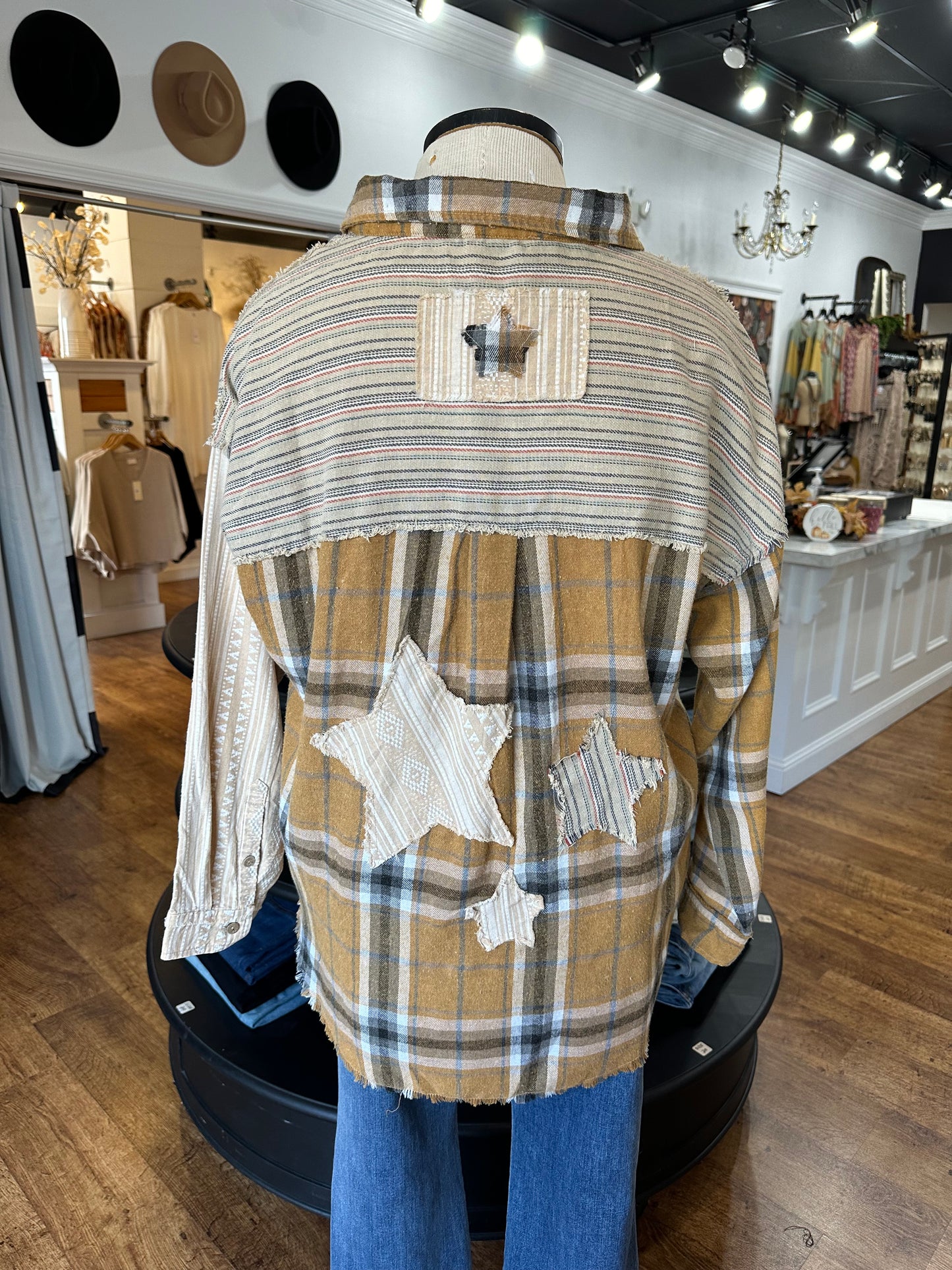 Cool Weather Washed Star Patched Button Up