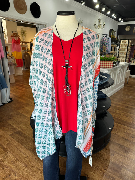 Discover Paradise Patchwork Print Kimono
