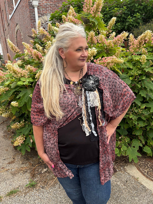 Sheer Dyed Leopard Kimono