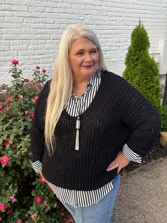 Simply Curated Chunky Sweater ~ Black