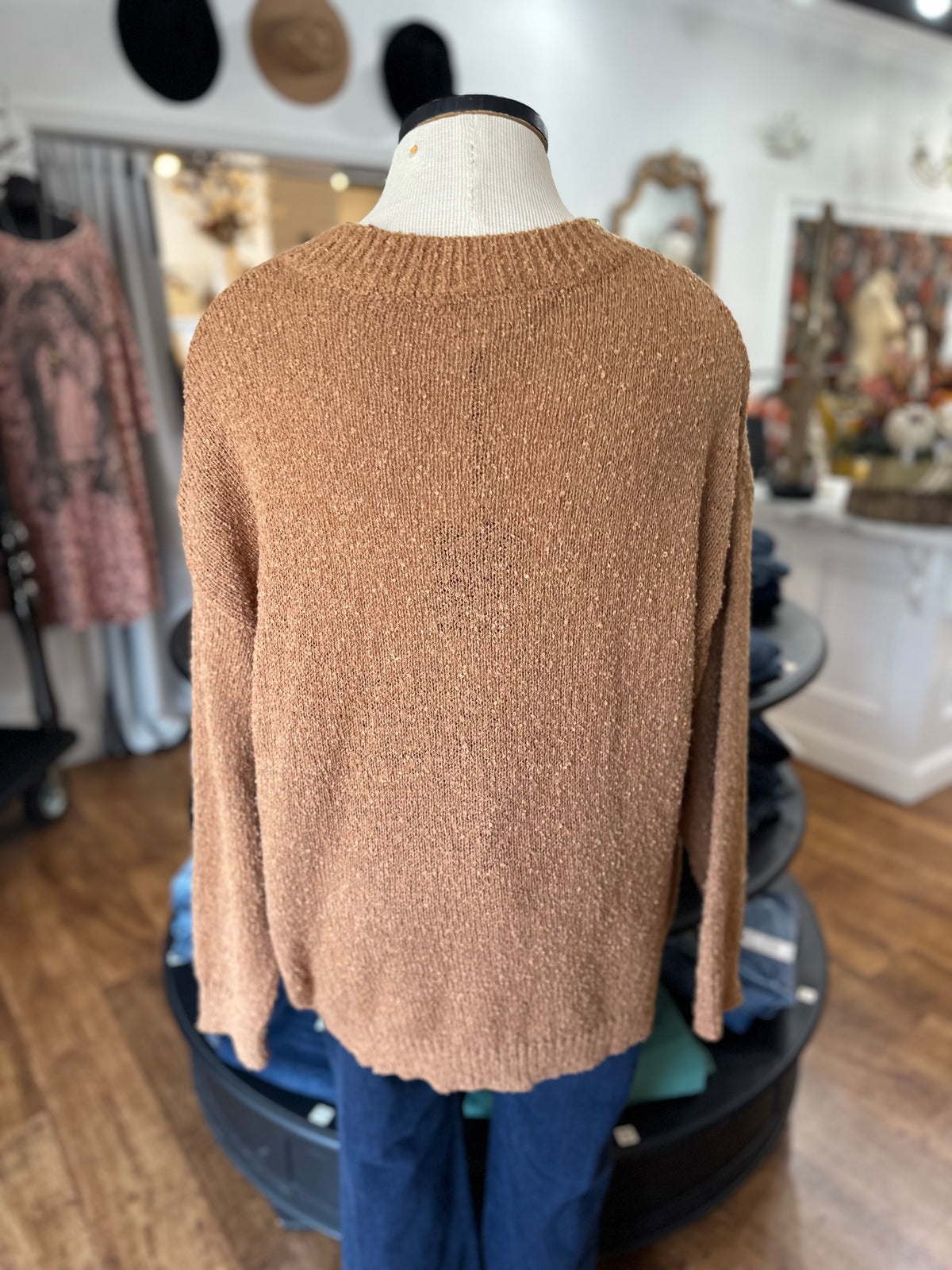 You Should Stay Lace Trim Sweater