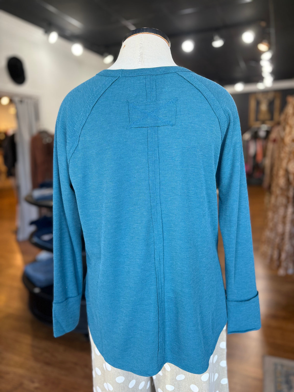 Just Right Waffle Knit Top ~ Teal
