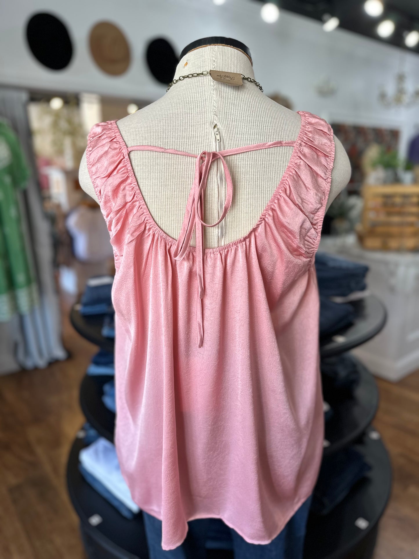 Stylish Vibes Satin Tank ~ Blush