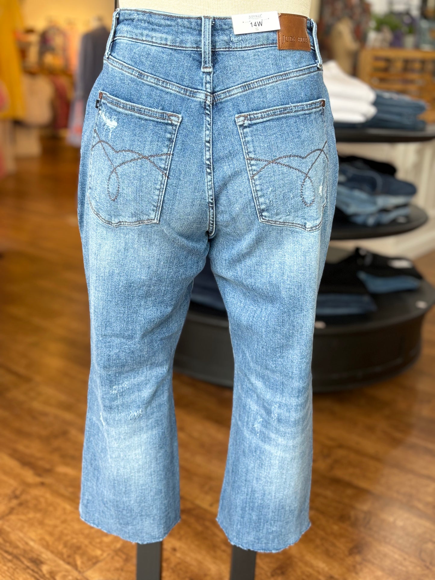 Judy Blue High Waist Raw Hem Wide Crop ~ TEAGAN