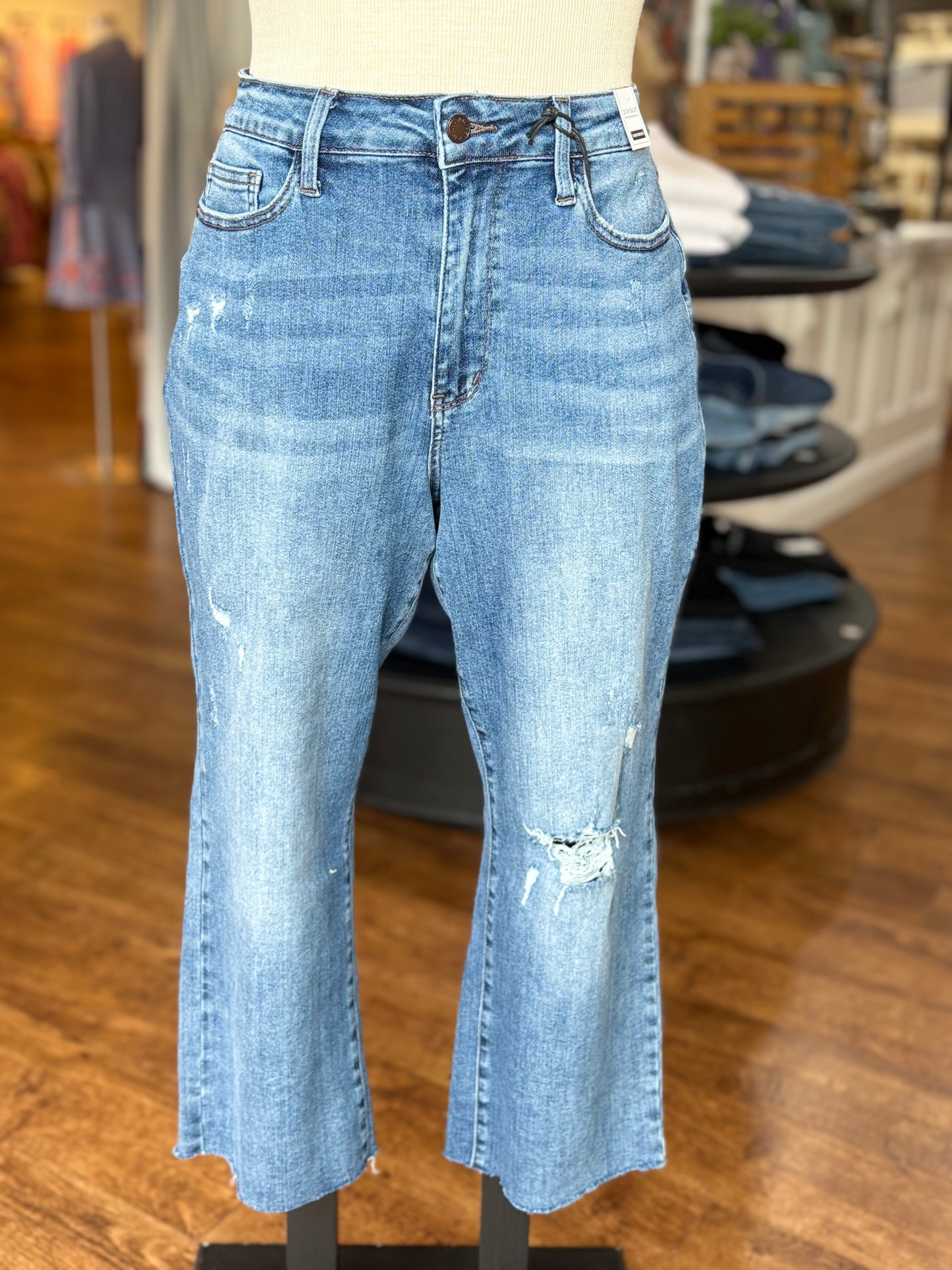 Judy Blue High Waist Raw Hem Wide Crop ~ TEAGAN