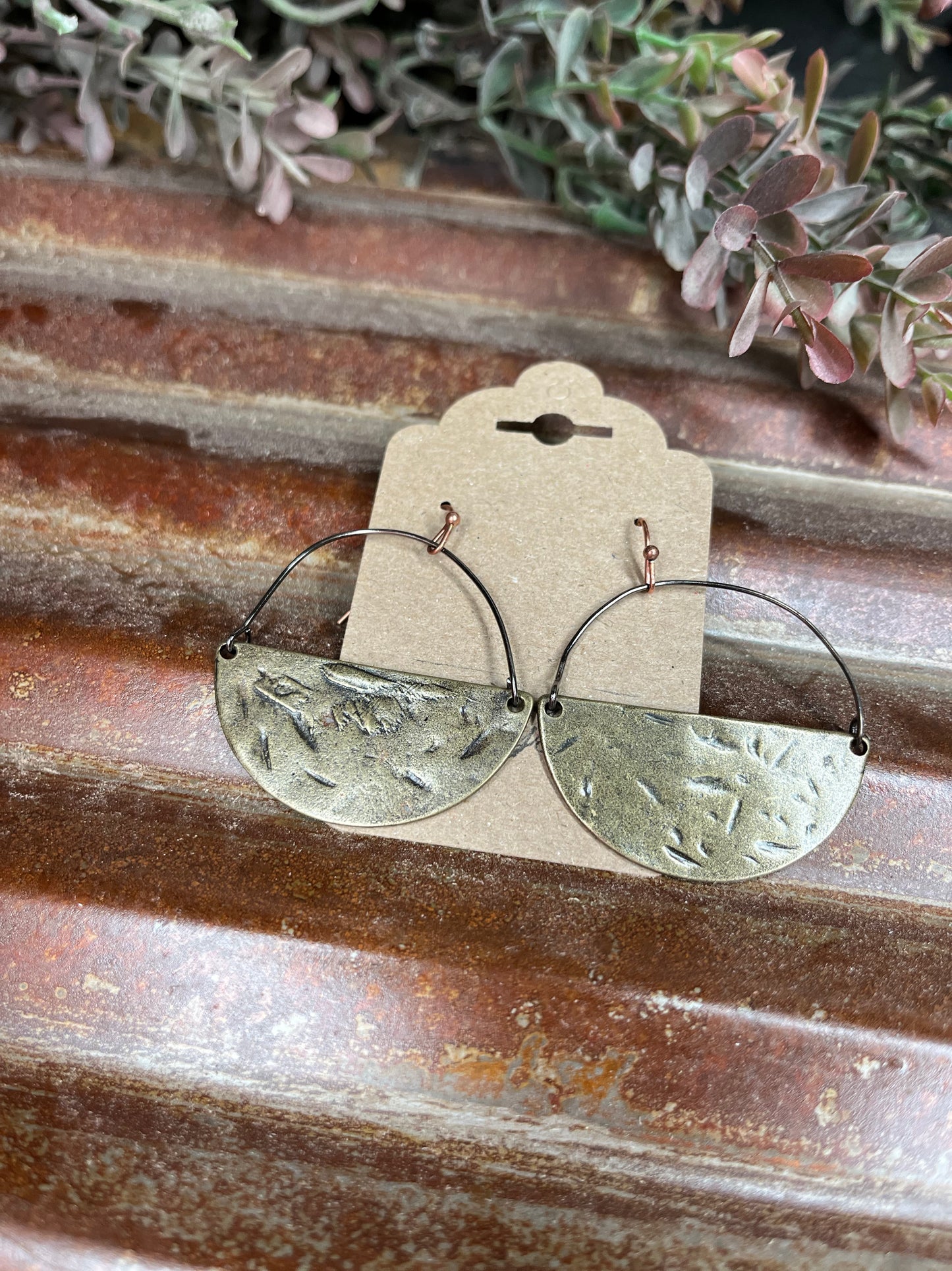 Hammered Half Circle Wire Earrings