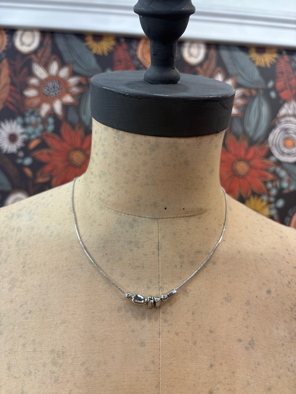 Nugget About It Silver Beaded Necklace
