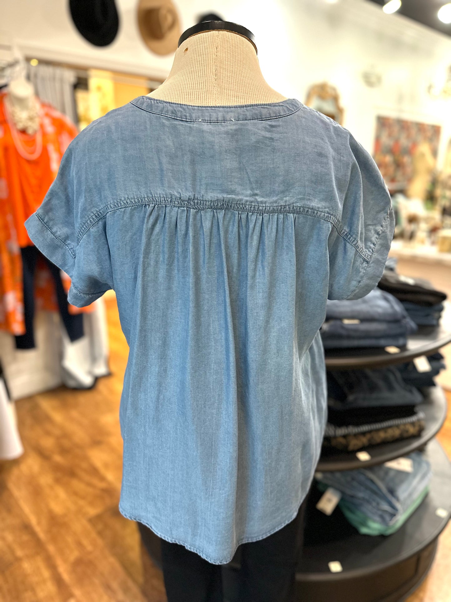 Let It Be Denim Henley Top