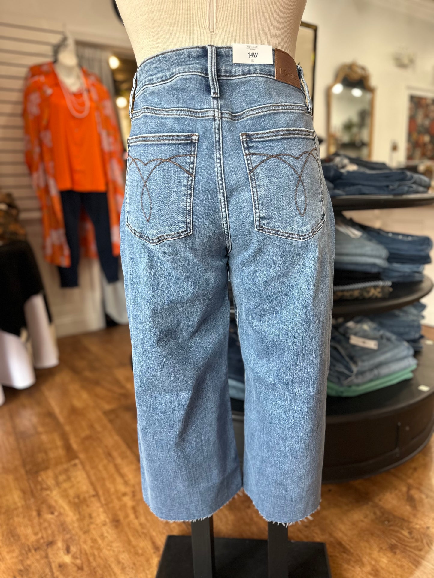 Judy Blue High Waist Wide Crop Raw Hemline ~ LUCIA