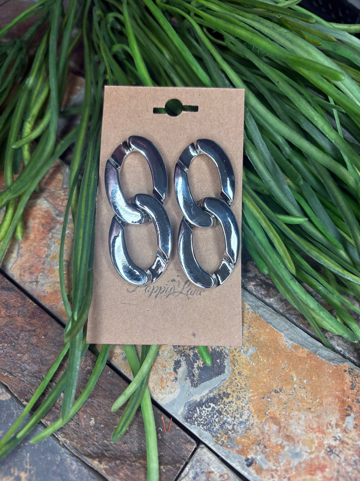 Modern Muse Chain Link Earrings - Silver
