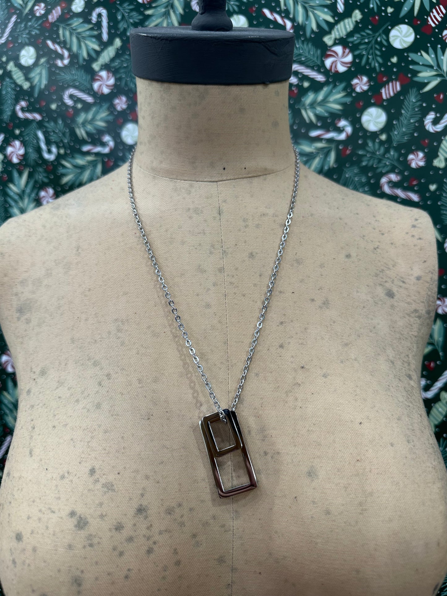 Passing Limits Rectangular Charm Necklace