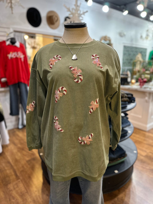 Candy Cane Lane Sequin Sweatshirt