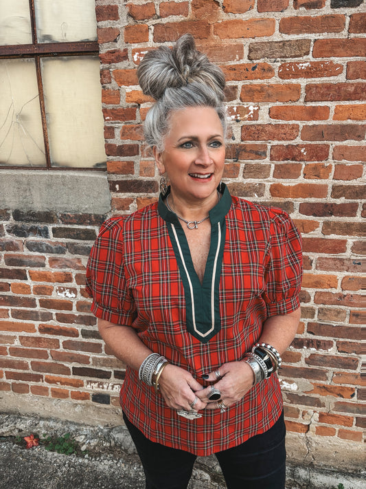 Deck The Halls Plaid Top