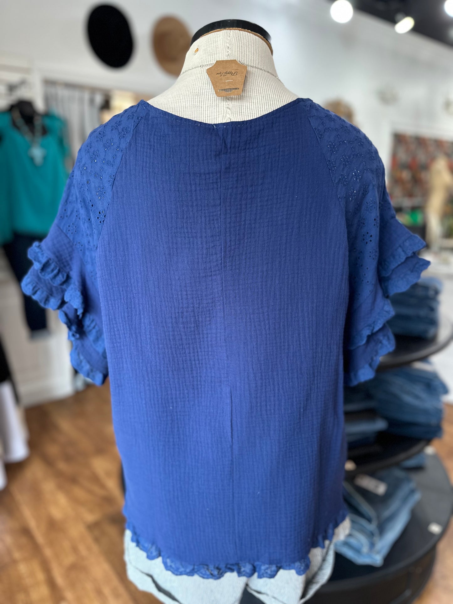Flutter Away Eyelet Sleeve Top