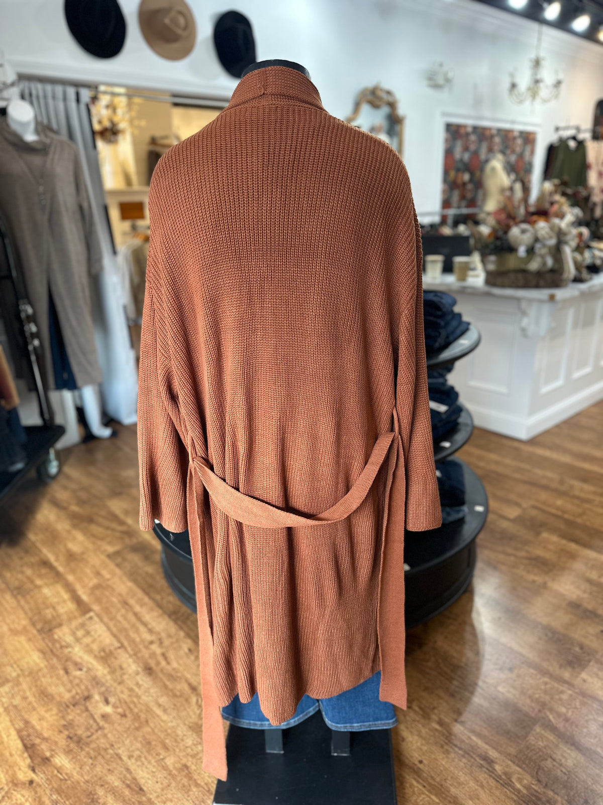 Flawless Feeling Tie Front Cardigan ~ Brick