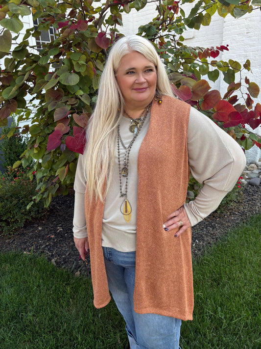 Halfway There Sleeveless Vest ~ Toffee